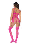 Bold Fishnet Thigh Highs with Straps Ð Sexy Black or Neon Pink