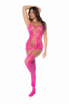 Bold Fishnet Thigh Highs with Straps Ð Sexy Black or Neon Pink