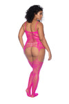 Bold Fishnet Thigh Highs with Straps Ð Sexy Black or Neon Pink