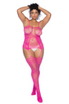 Bold Fishnet Thigh Highs with Straps Ð Sexy Black or Neon Pink