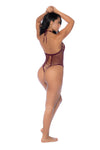 Seductive Crochet Lace Bodysuit Teddy with Halter Neck & Open Back