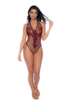 Seductive Crochet Lace Bodysuit Teddy with Halter Neck & Open Back