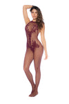 Midnight Desire Fishnet Bodystocking with Floral Lace & Crotchless Cut