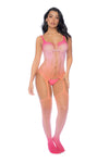Sunset Desire Ombre Fishnet Bodystocking with Floral Fence Net