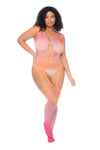 Sunset Desire Ombre Fishnet Bodystocking with Floral Fence Net