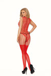 Red Crochet Bodystocking with Open Crotch | Erotic Lingerie Look