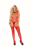 Red Crochet Bodystocking with Open Crotch | Erotic Lingerie Look