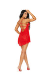 Red Lace Babydoll Lingerie Set with G-String – Sheer Strappy Design