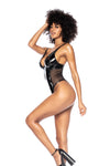 Black Vinyl Fishnet Thong Bodysuit