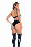 Sculpted Desire Wet Look Bodysuit with Underwire & Cut-Outs Ð Black