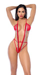Alluring Red Mesh Bodysuit Ð Sheer One-Piece Sexy Lingerie