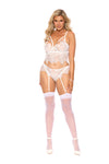 Elegant Moments Eyelash Lace Cami Top With Underwire Demi Cups, Strappy Front Detail, Keyhole Front, Adjustable Straps And Hook And Eye Back Closure, Matching Panty With Adjustable Garters Included