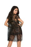 Eternal Embrace Eyelash Lace Peignoir Set – Black & Baby Pink