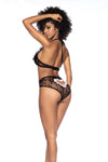 Chic Servitude Sultry French Maid Ensemble Halter Top Underwire Ruffle Details High Waisted Panty Decorative Buttons Heart Detail