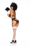 Chic Servitude Sultry French Maid Ensemble Halter Top Underwire Ruffle Details High Waisted Panty Decorative Buttons Heart Detail