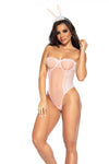 Elegant Allurement Sultry Bunny Ensemble Luxurious Feather Detail Lace Up Back