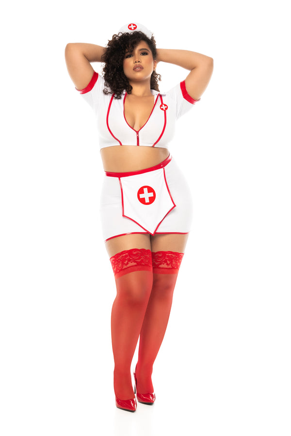Healing Seduction Nurse Costume - Zippered Top with Skirt for Playful Encounters
