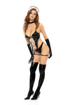 Alluring Vinyl Maid Costume - Underwire Top with Built-In Garters and Adjustable Straps