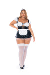 Flirty French Maid Mini Dress Costume with Apron & Headpiece