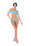 Playful Arabian Night Princess Costume with Gold Trim & Lace