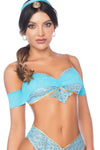 Playful Arabian Night Princess Costume with Gold Trim & Lace