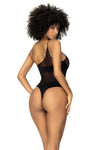 Asymmetrical Black and Mesh One-Piece - Underwire Support with Brazilian Bottom