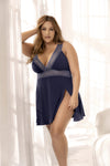 Cosy Charm Casual Comfort Sleep Chemise Loose Silhouette Lace Details Sexy Side Slit At Home Look