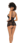 Feminine Embroidered Lace Three-Piece Set - Bra, Garter Belt, and Thong