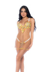 Sunlit Bliss Babydoll with Daisy Embroidery & Sheer Mesh Thong