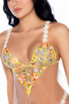 Sunlit Bliss Babydoll with Daisy Embroidery & Sheer Mesh Thong