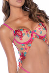 Seductive Garden Babydoll with Floral Embroidery & G-String