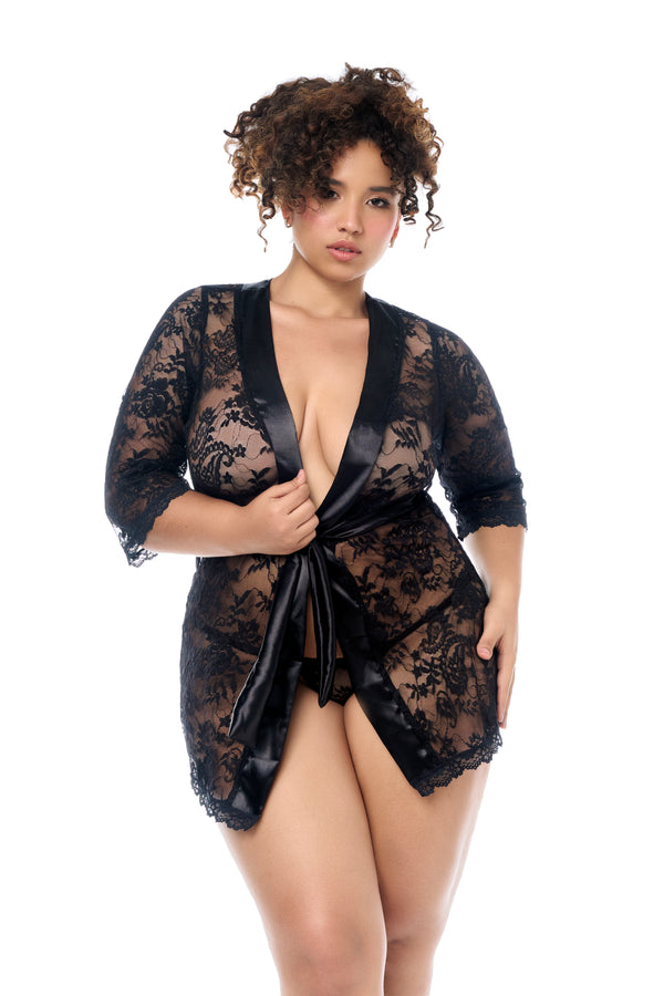 Classic Black Robe with Matching Panty Ð Sexy Sheer Lingerie Set