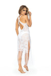 Elegant Beach Dress with Side Slit and Fringe Hem - Standout Vacation Wear