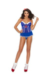 "High Seas Temptress" Mesh Sailor Teddy with Headband & Frill Skirt