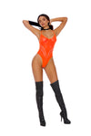 "Tangerine Tease" Sheer Crochet Teddy in Fire Kiss
