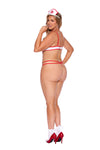 "Prescription Seduction" Cut-Out Nurse Teddy & Hat Set in White + Red