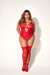 Scarlet Temptress Red Bodysuit Cutouts Underboob Design Removable Side Garter Belts Adjustable Straps Crotch Fastening