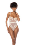 Floral Lace and Striped Mesh Two-Piece Set - High-Waisted Panty for Perfect Fit