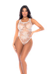 Timeless White Lace Teddy with Full Lace-Up Back & Sheer Mesh