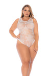 Timeless White Lace Teddy with Full Lace-Up Back & Sheer Mesh