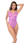 Wild Orchid & Teal Sheer Lace Bodysuit with Adjustable Straps