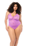 Wild Orchid & Teal Sheer Lace Bodysuit with Adjustable Straps