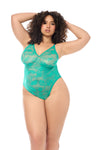 Wild Orchid & Teal Sheer Lace Bodysuit with Adjustable Straps