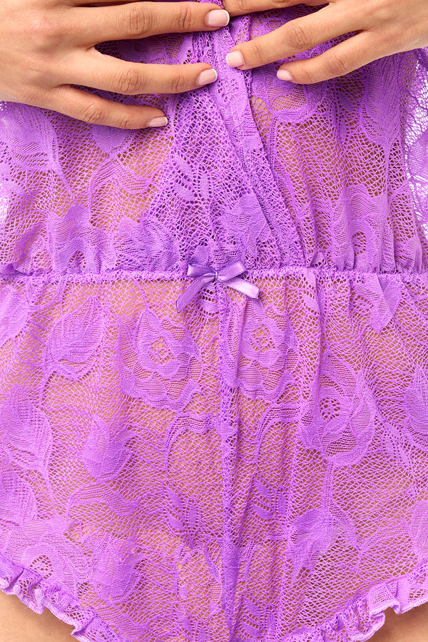 Wild Orchid & Teal Babydoll Romper Ð Sexy Sheer Mesh Lingerie