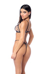 Sultry Nude & Black Mesh Two-Piece Set with Bold Leather Accents