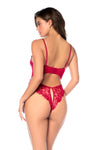 Seductive Red Lace Bodysuit ✦ Sheer Embroidered One-Piece Lingerie