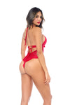 Bold Red Teddy Ð Sexy Sheer Mesh Lingerie Bodysuit Outfit
