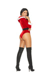 "Midnight Sleigh" Velvet Holiday Teddy – Faux Fur Hood & Belted Waist