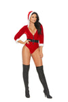 "Midnight Sleigh" Velvet Holiday Teddy – Faux Fur Hood & Belted Waist