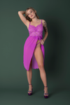 Neon Orchid Desire: Butterfly Lace Flyaway Gown & Thong Set